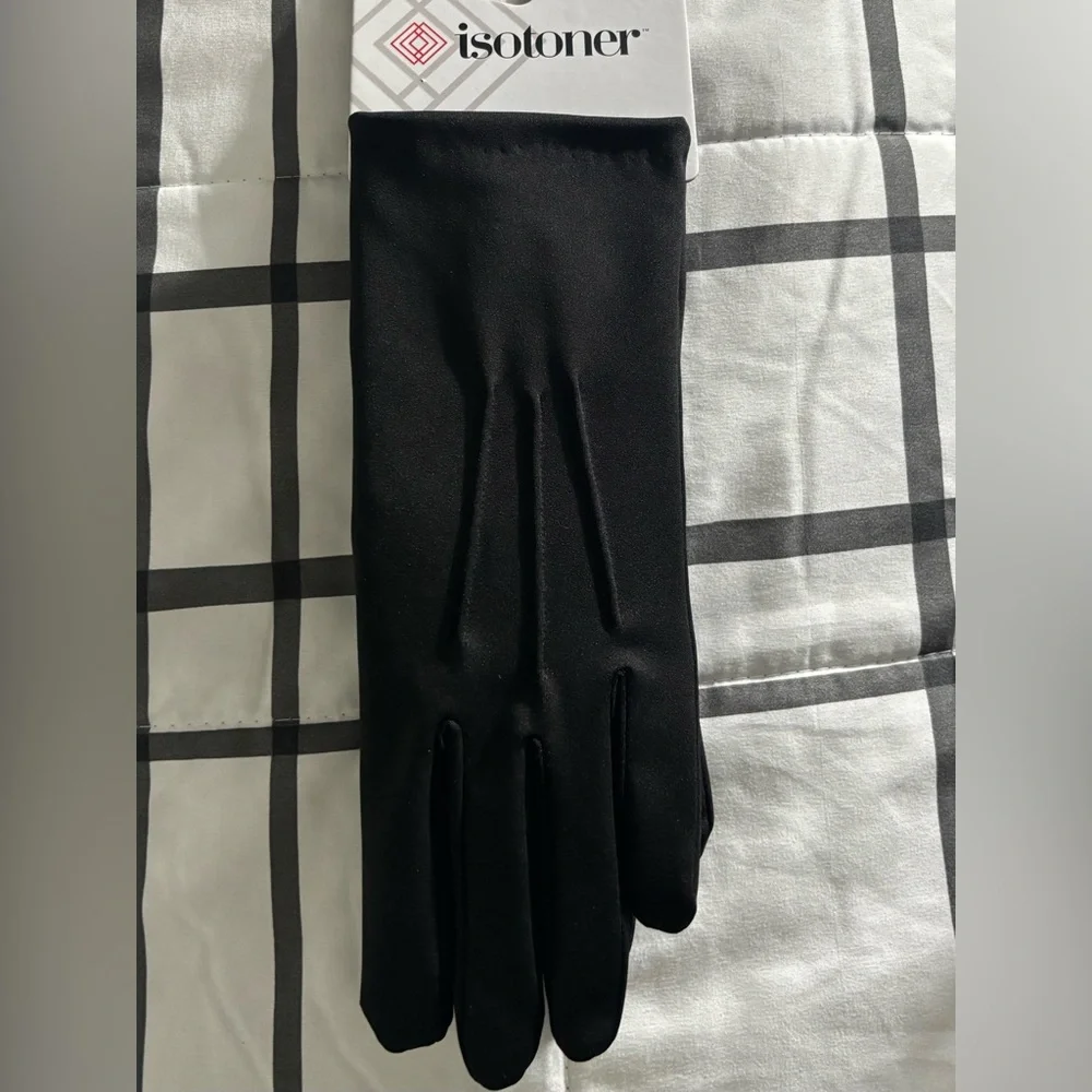 ISOTONER WMNS | BLK Spandex Cold Weather Stretch Gloves |  Fleece Lining | L/XL - Picture 1 of 10